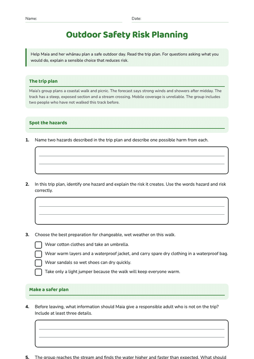 Outdoor Safety Risk Planning