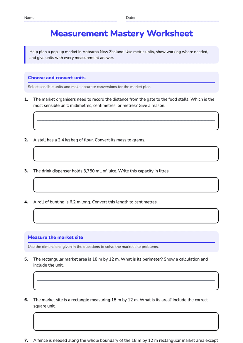 Measurement Mastery Worksheet