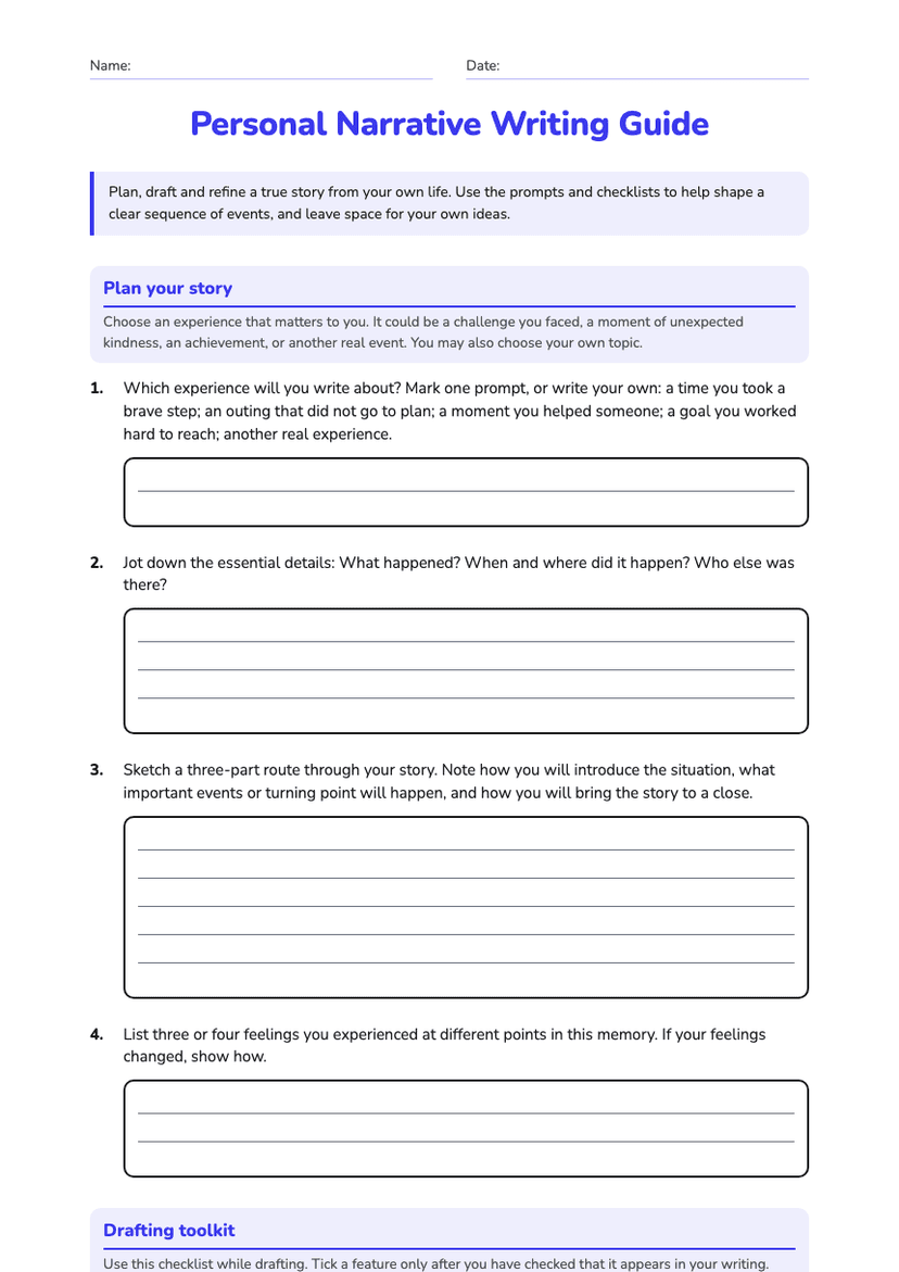 Personal Narrative Writing Guide