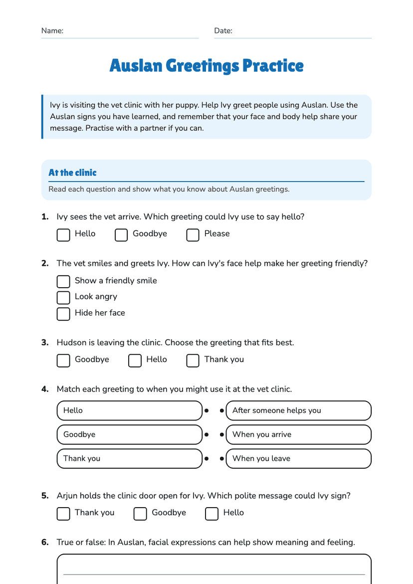 Auslan Greetings Practice