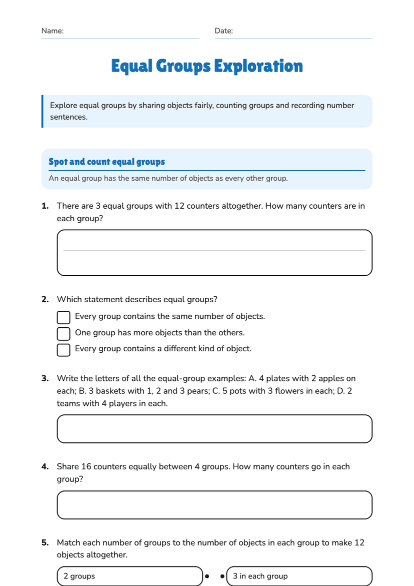 Equal Groups Exploration