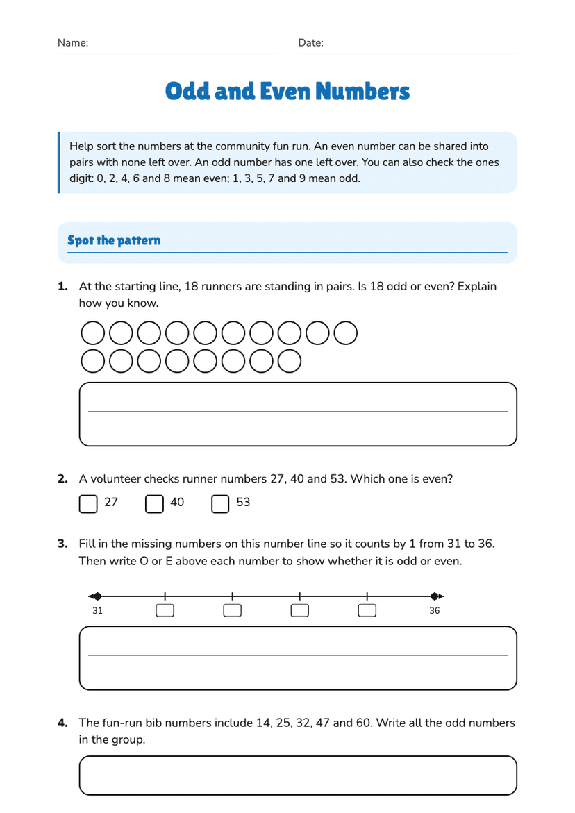 Odd and Even Numbers