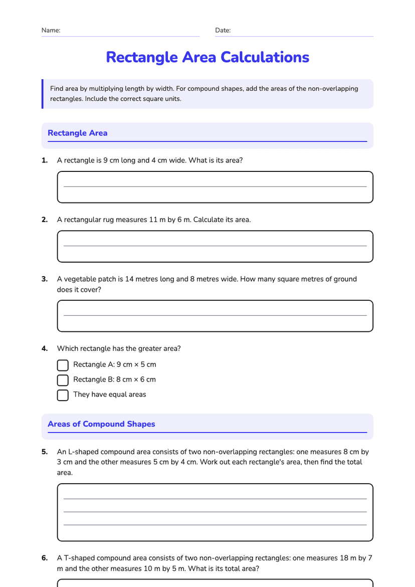Rectangle Area Calculations