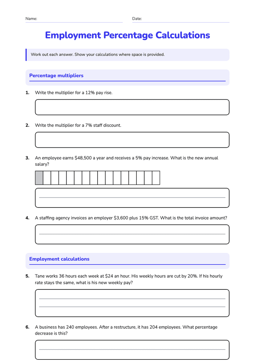 Employment Percentage Calculations
