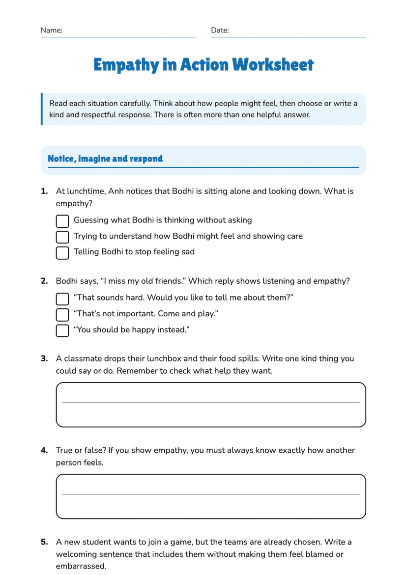 Empathy in Action Worksheet