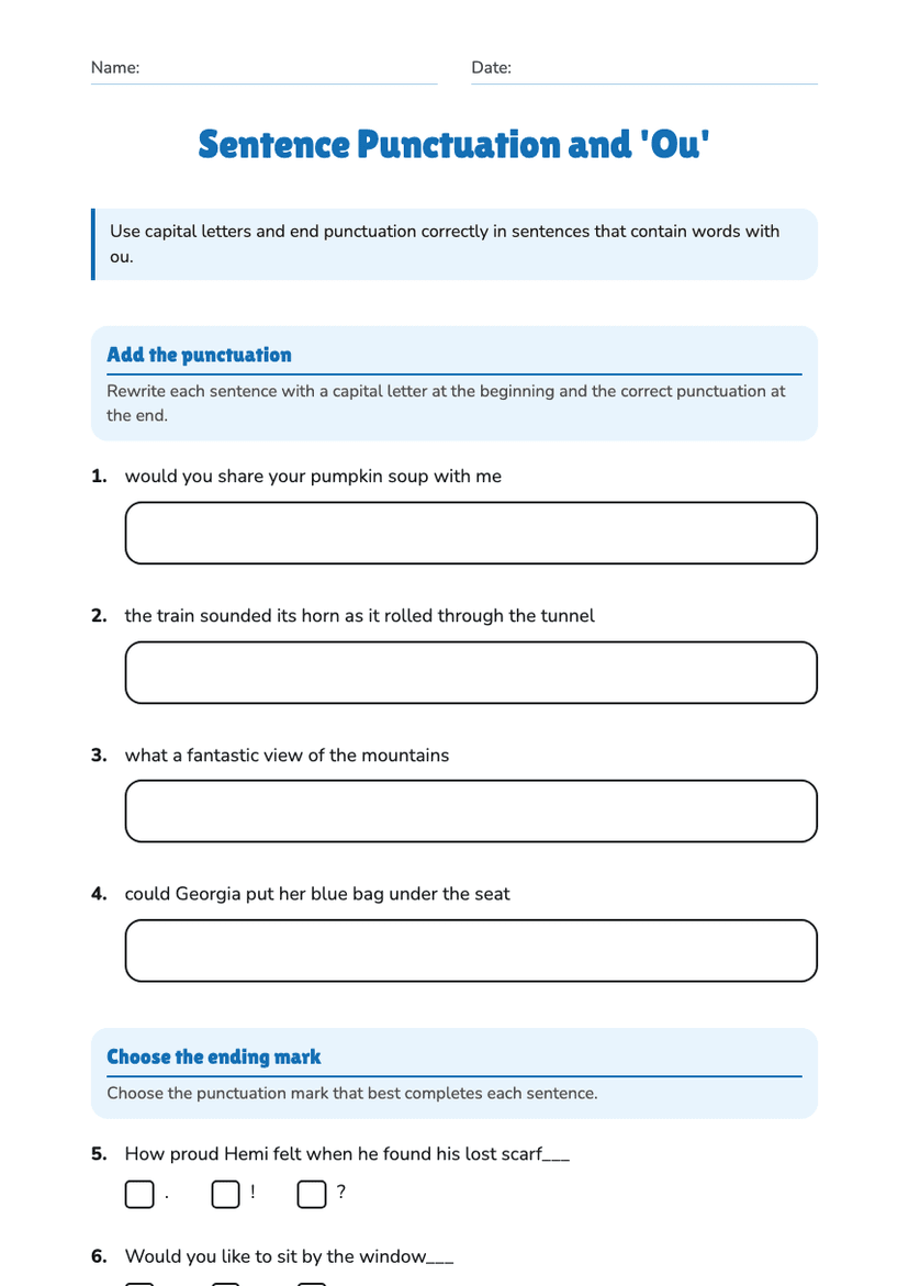 Sentence Punctuation and 'Ou'