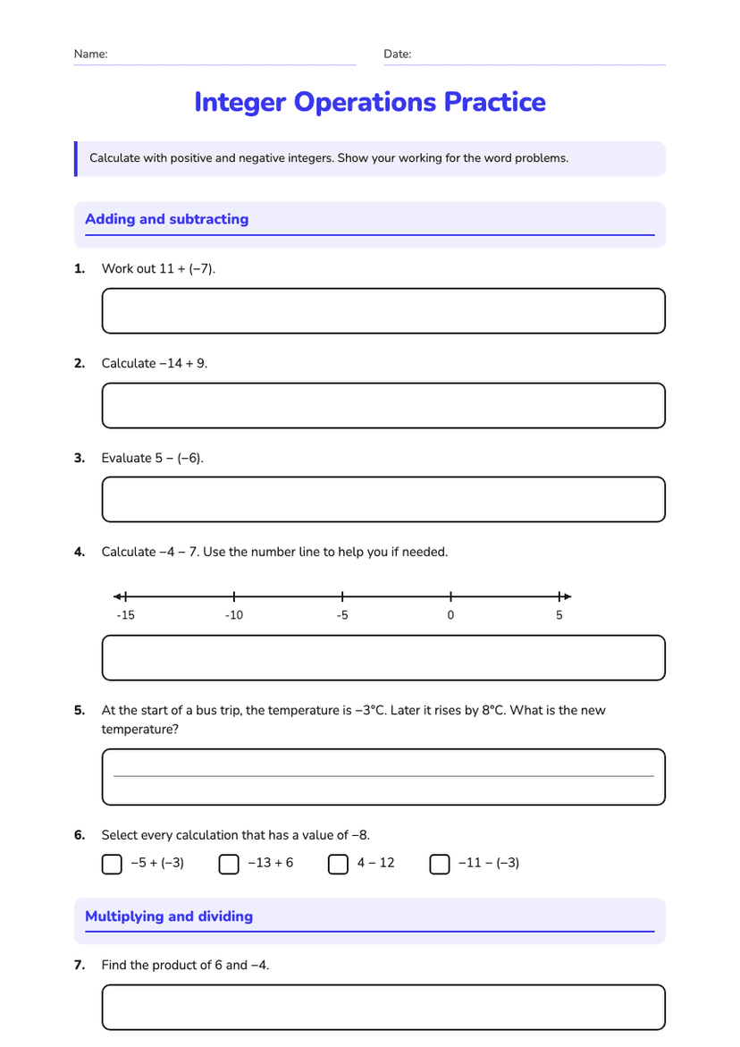 Integer Operations Practice
