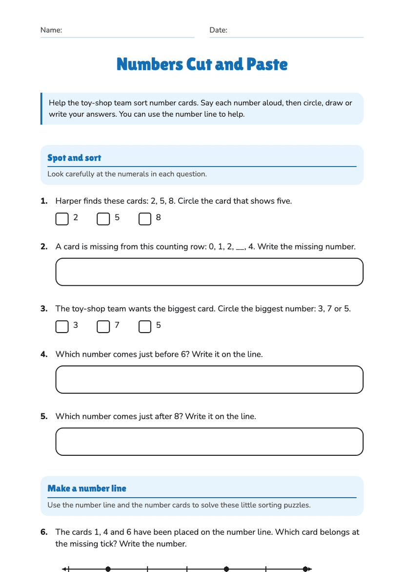 Numbers Cut and Paste