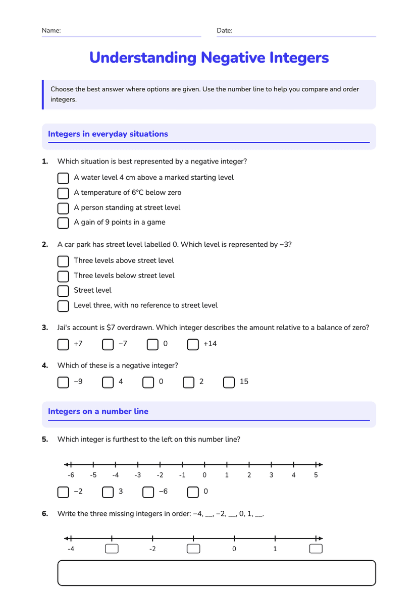 Understanding Negative Integers
