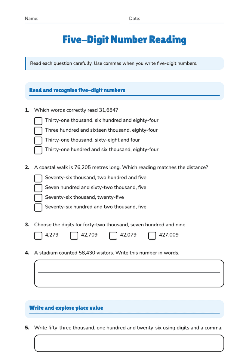 Five-Digit Number Reading