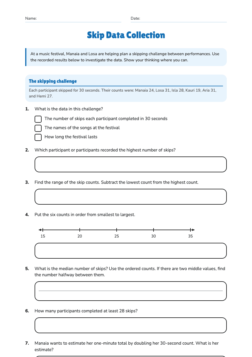 Skip Data Collection worksheet preview