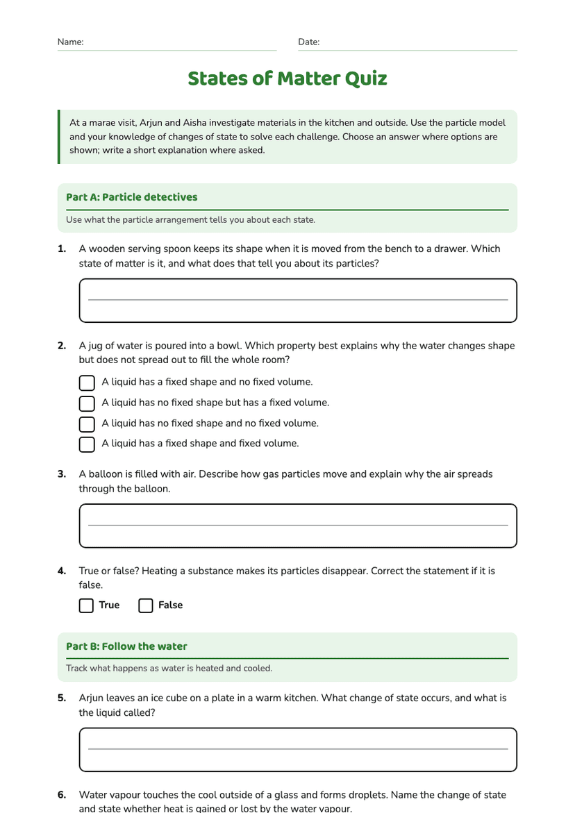 States of Matter Quiz
