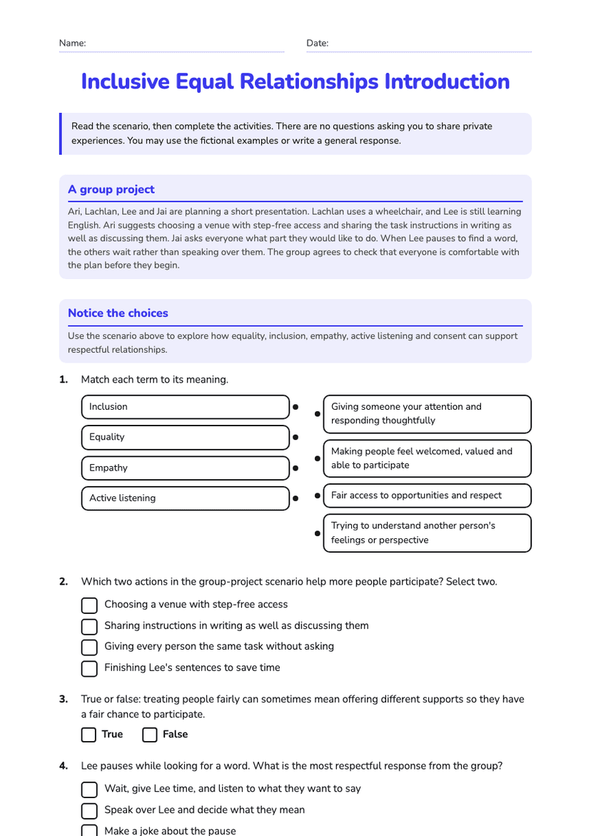 Inclusive Equal Relationships Introduction
