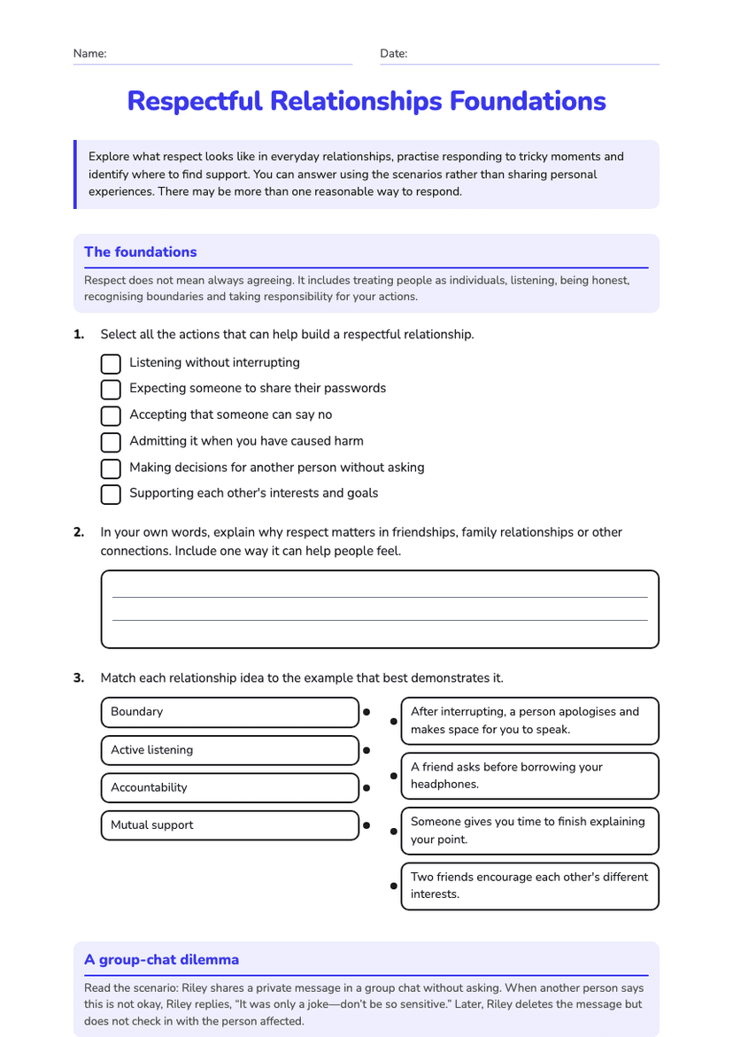 Respectful Relationships Foundations