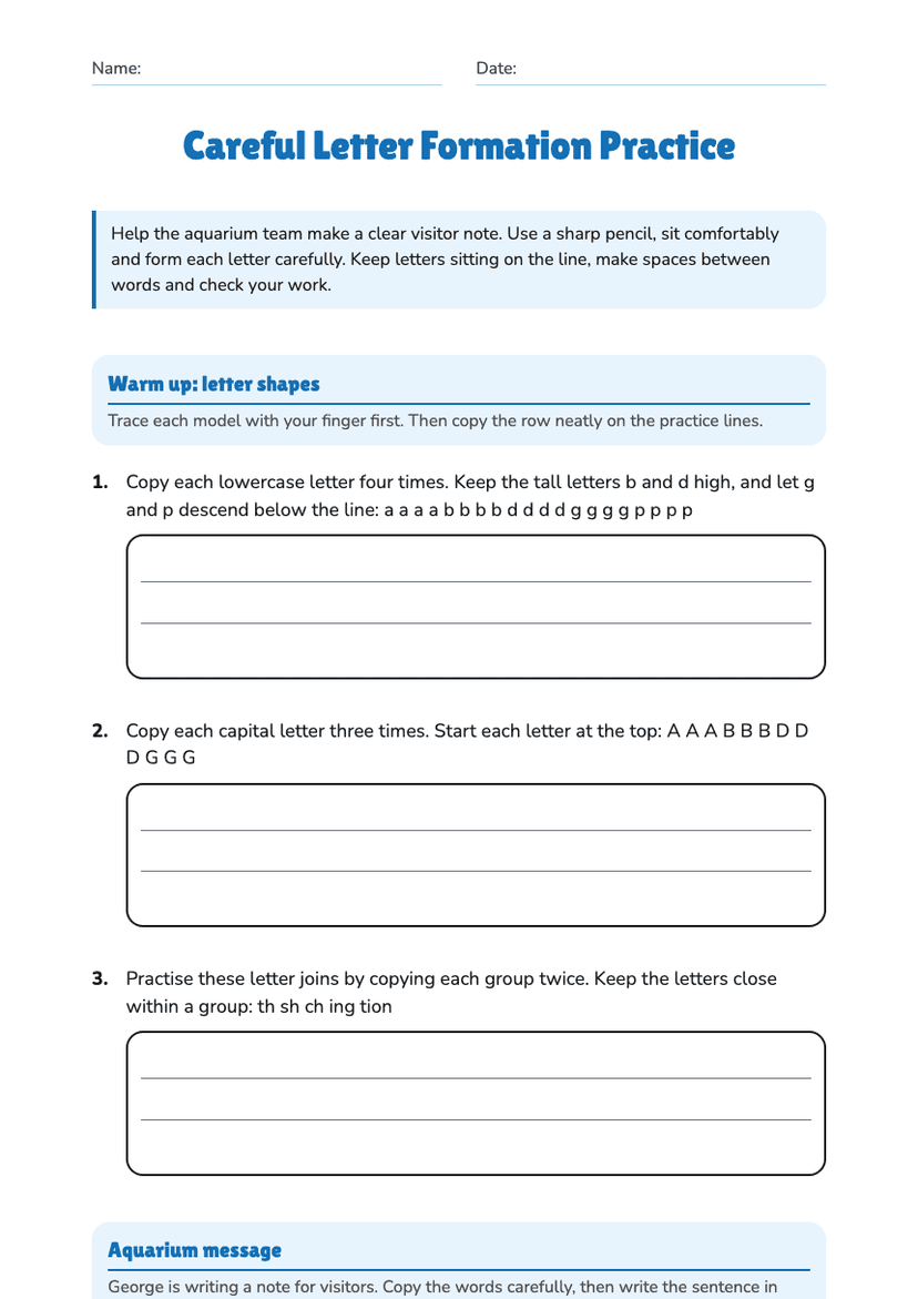 Careful Letter Formation Practice