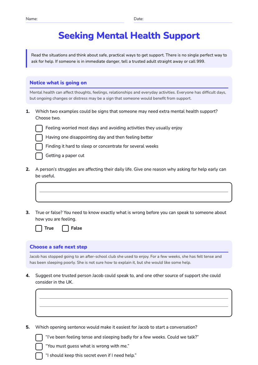 Seeking Mental Health Support