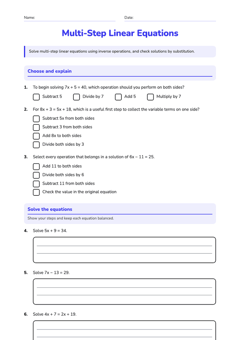 Multi-Step Linear Equations