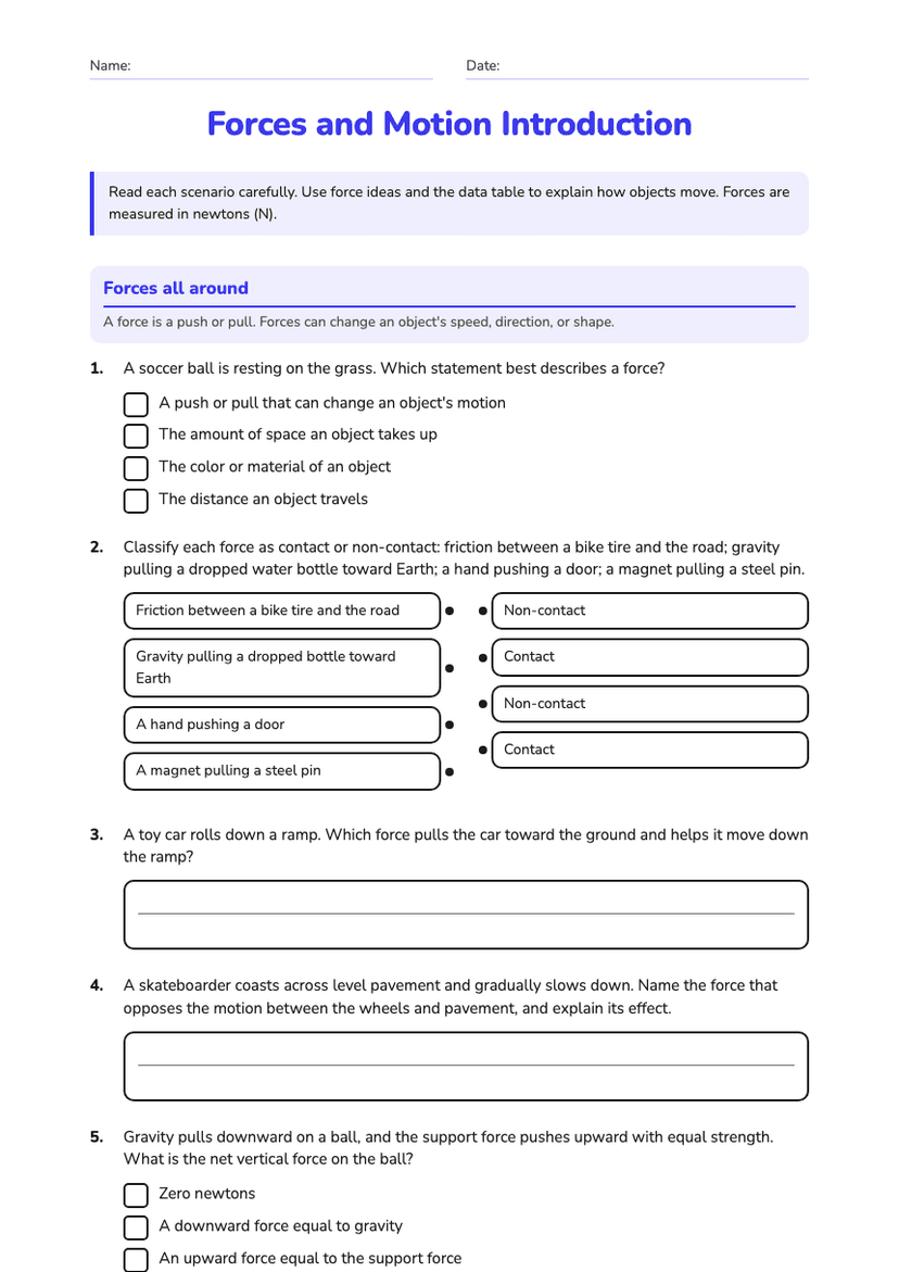 Forces and Motion Introduction