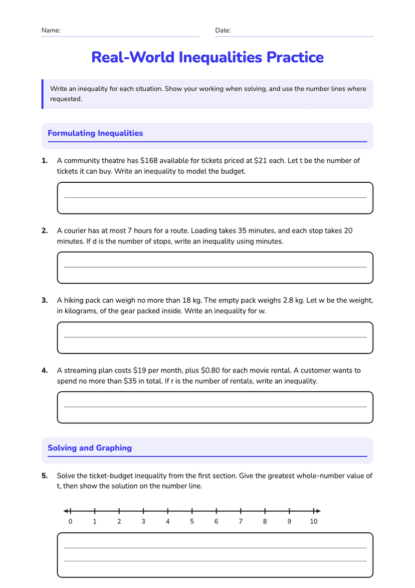 Real-World Inequalities Practice