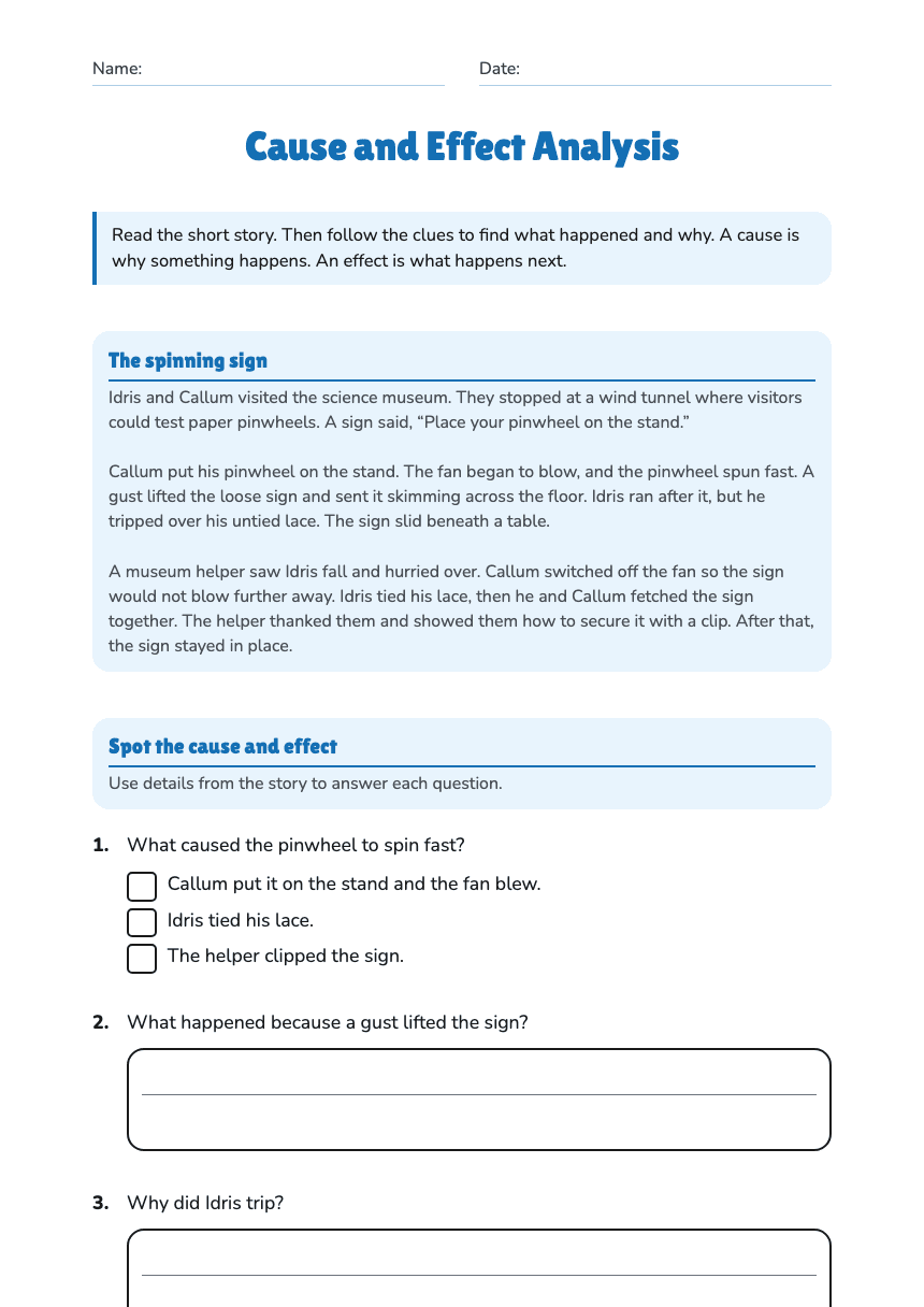 Cause and Effect Analysis worksheet preview