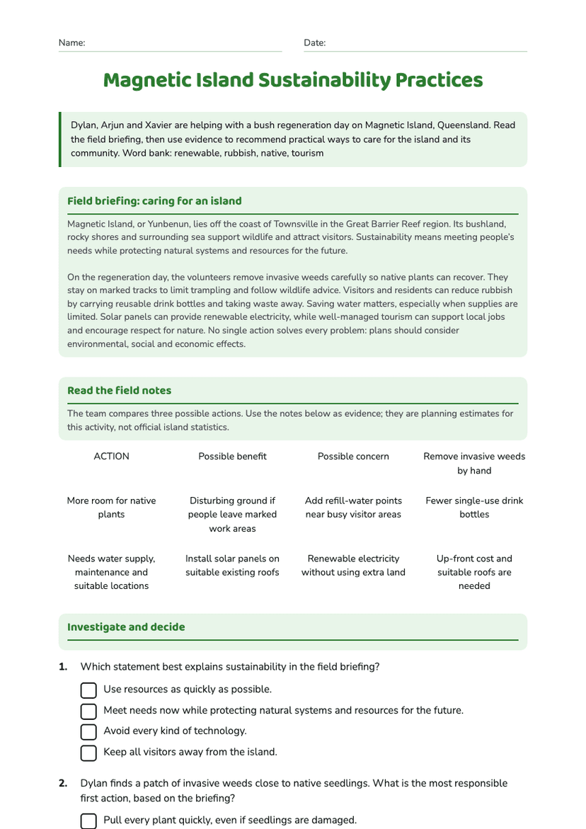 Magnetic Island Sustainability Practices