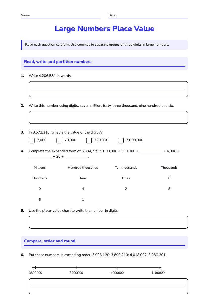 Large Numbers Place Value