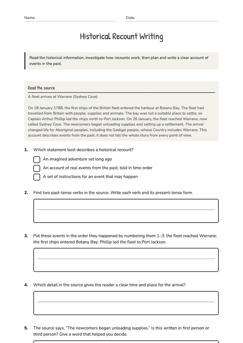 Historical Recount Writing