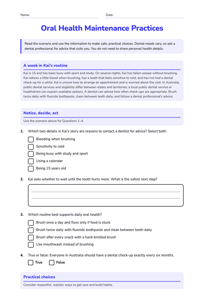 Oral Health Maintenance Practices