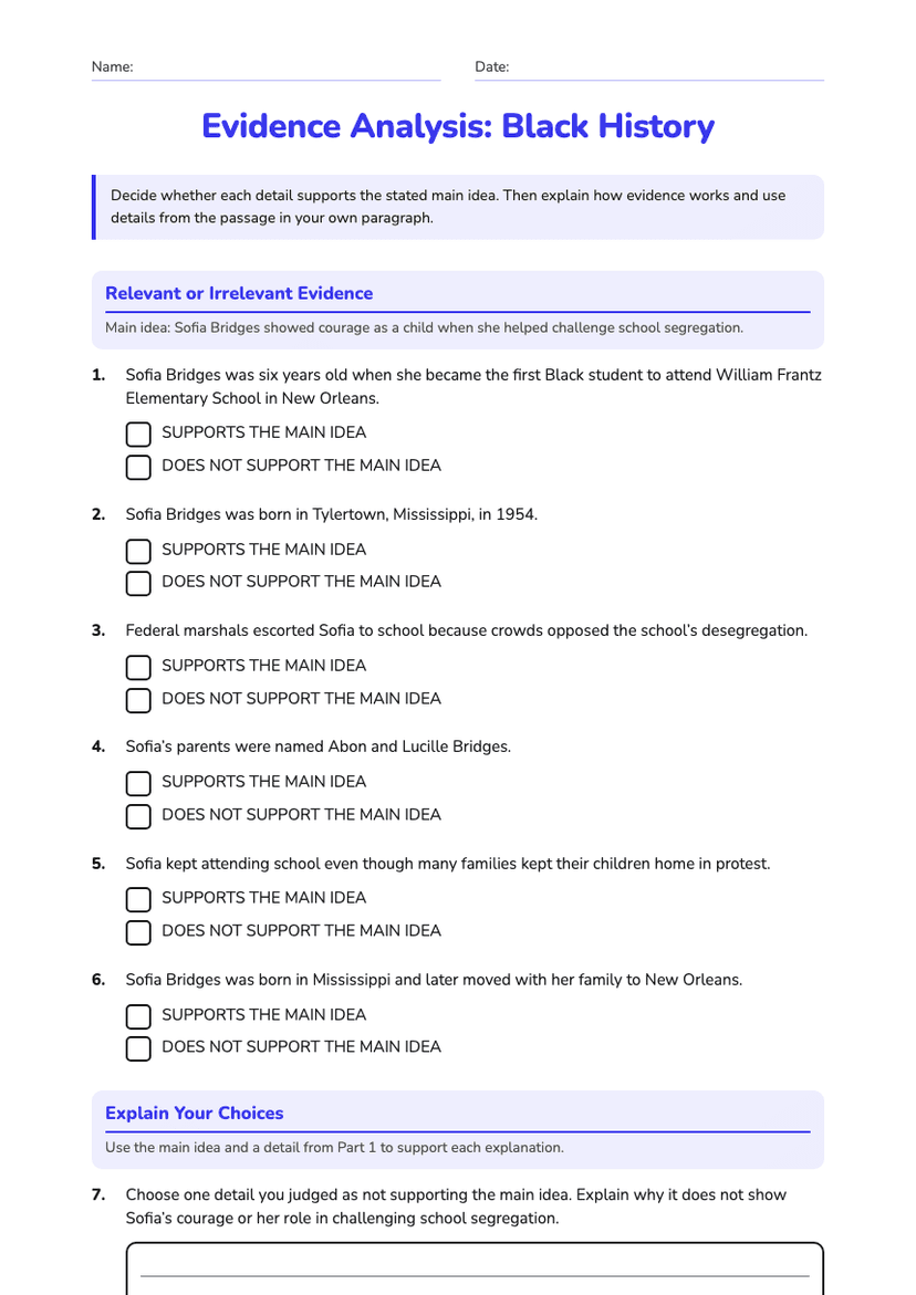 Evidence Analysis: Black History