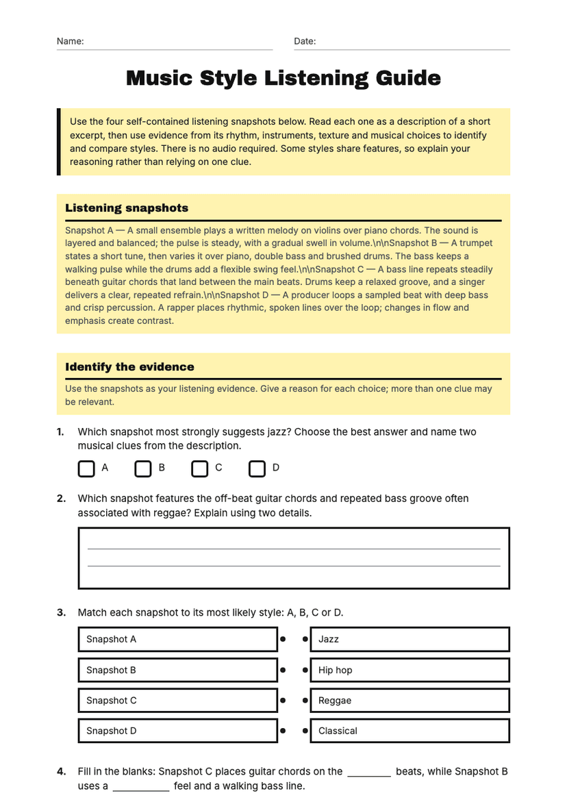 Music Style Listening Guide