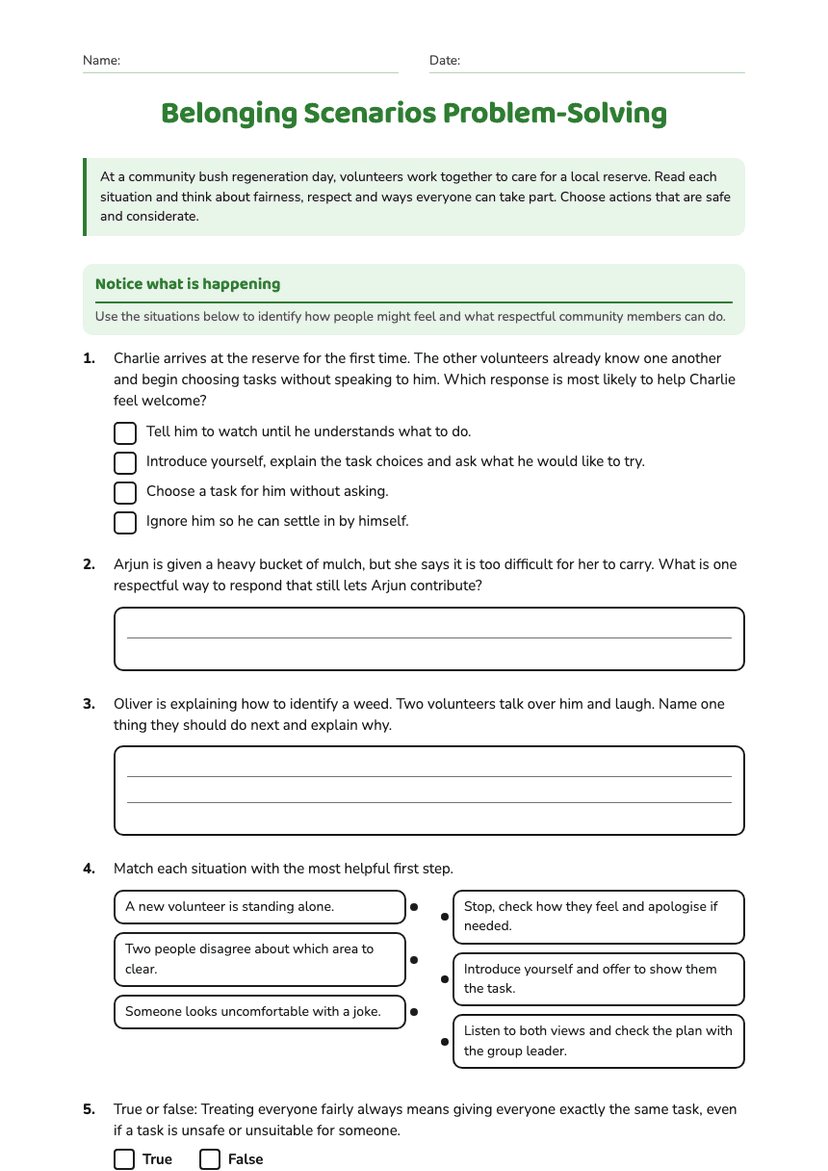 Belonging Scenarios Problem-Solving