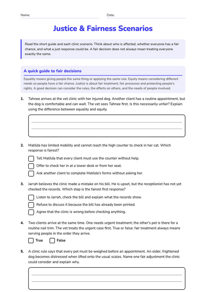 Justice & Fairness Scenarios