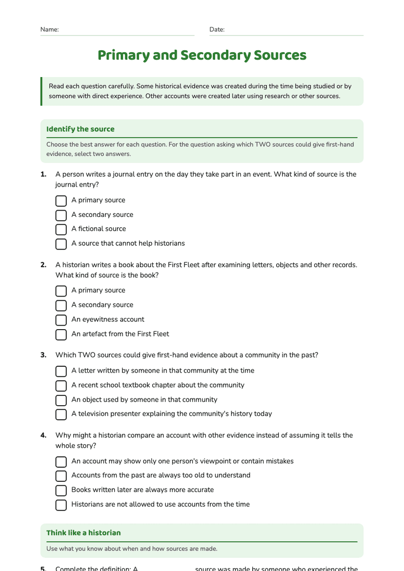 Primary and Secondary Sources