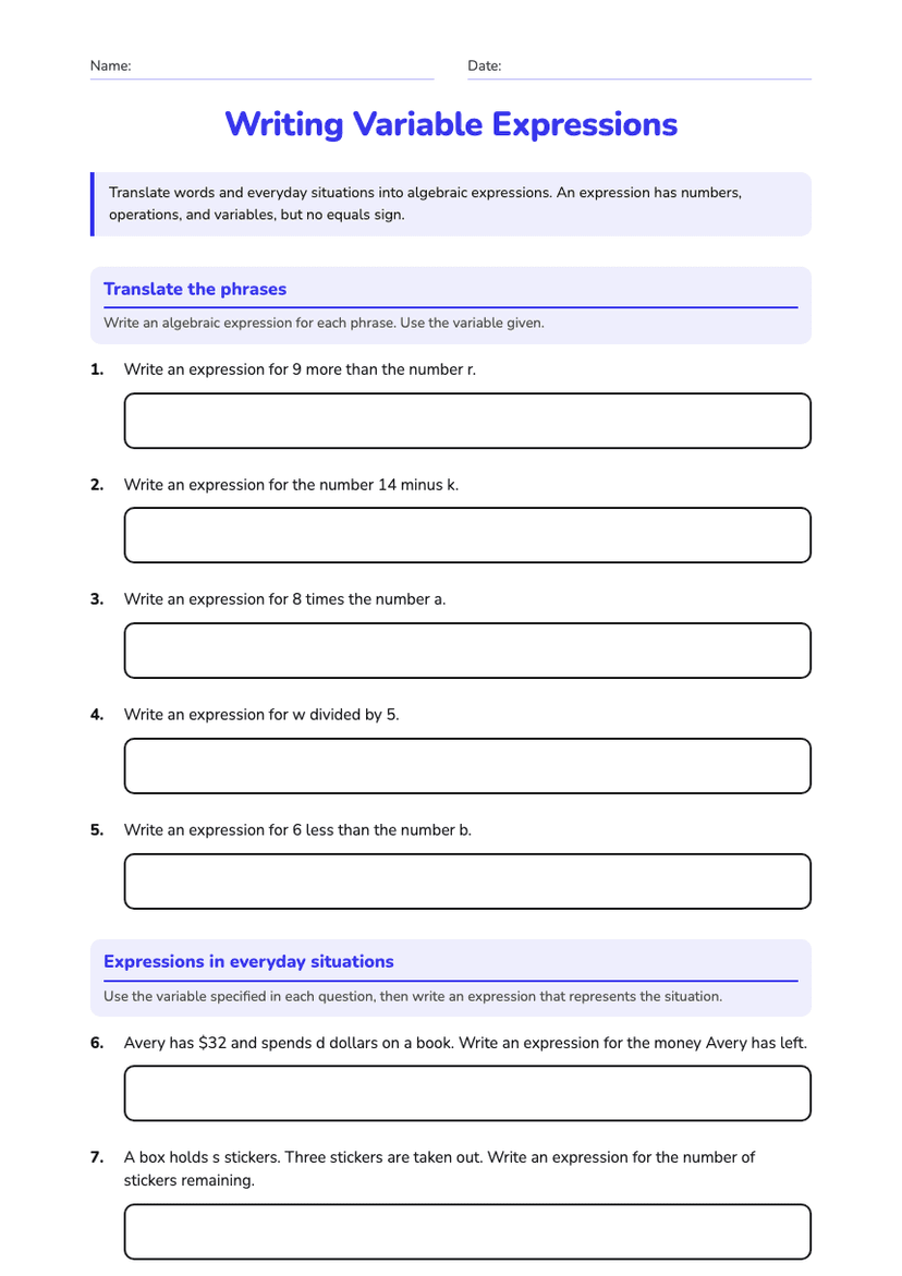 Writing Variable Expressions