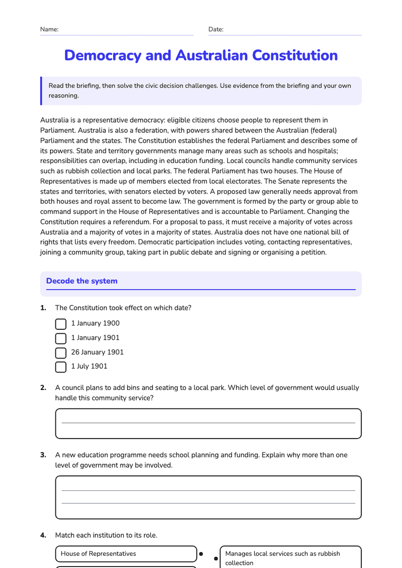 Democracy and Australian Constitution
