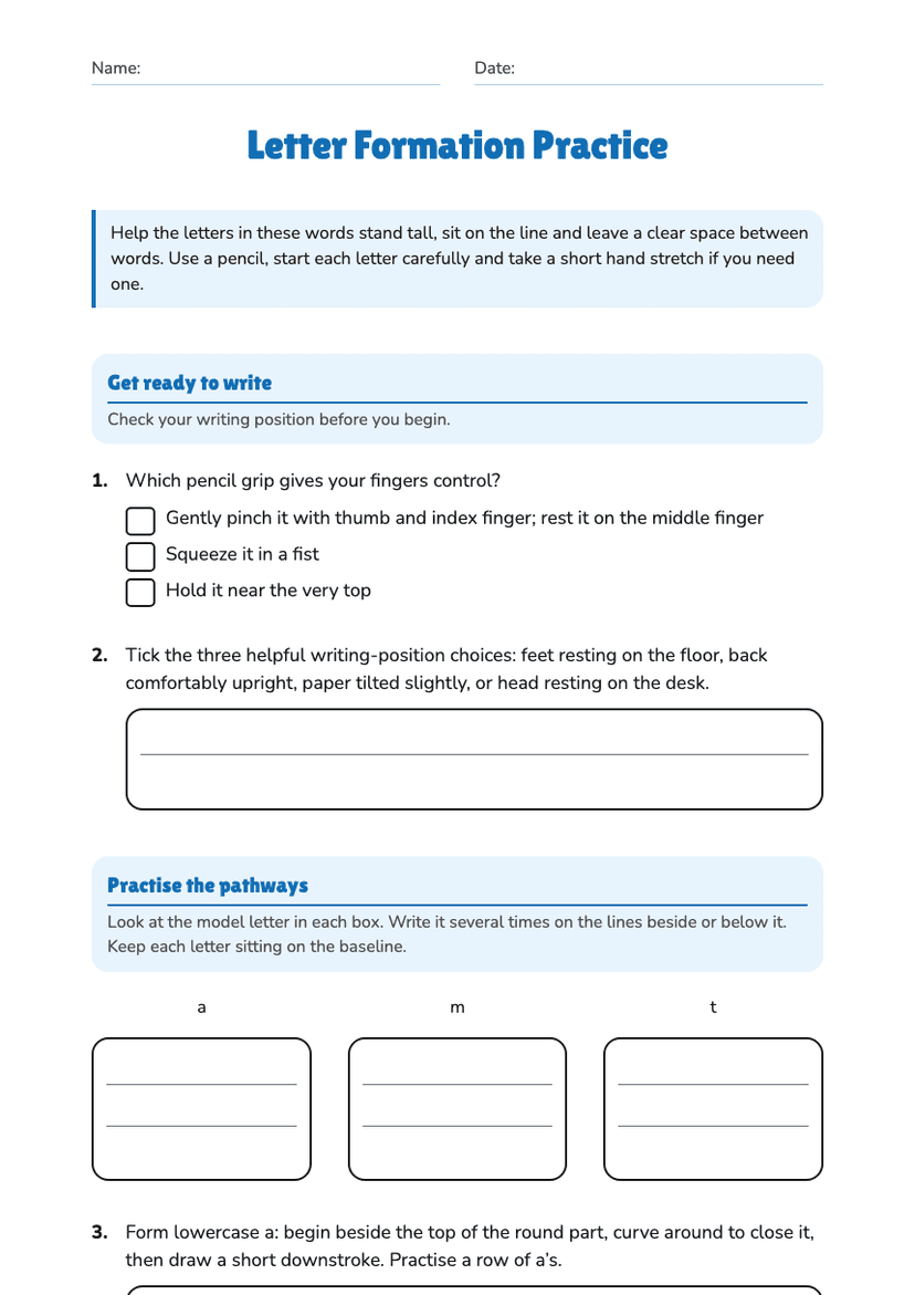 Letter Formation Practice