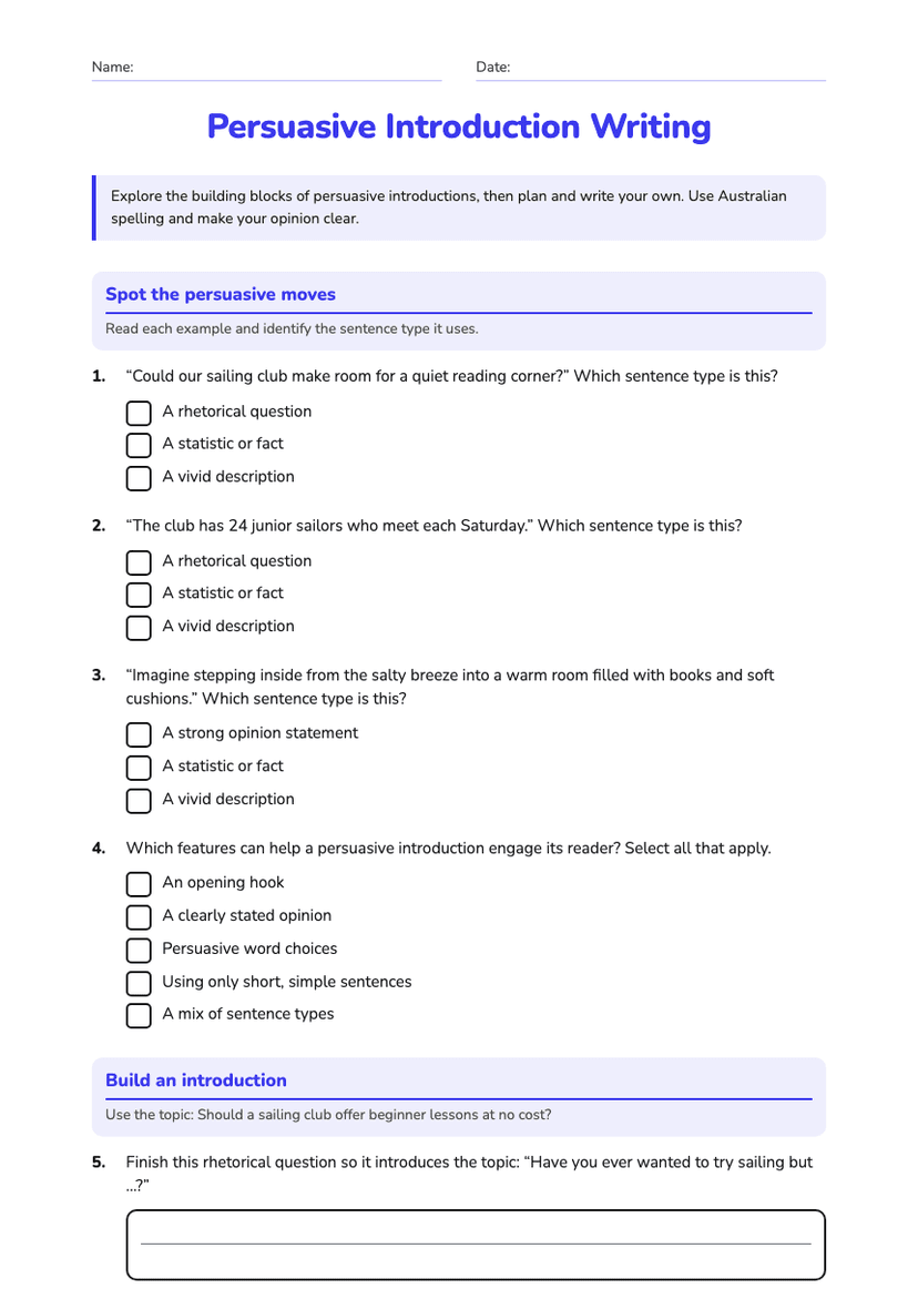 Persuasive Introduction Writing