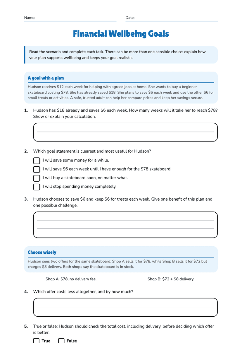 Financial Wellbeing Goals