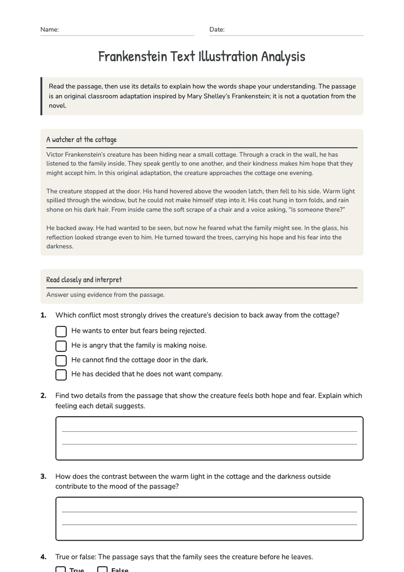 Frankenstein Text Illustration Analysis