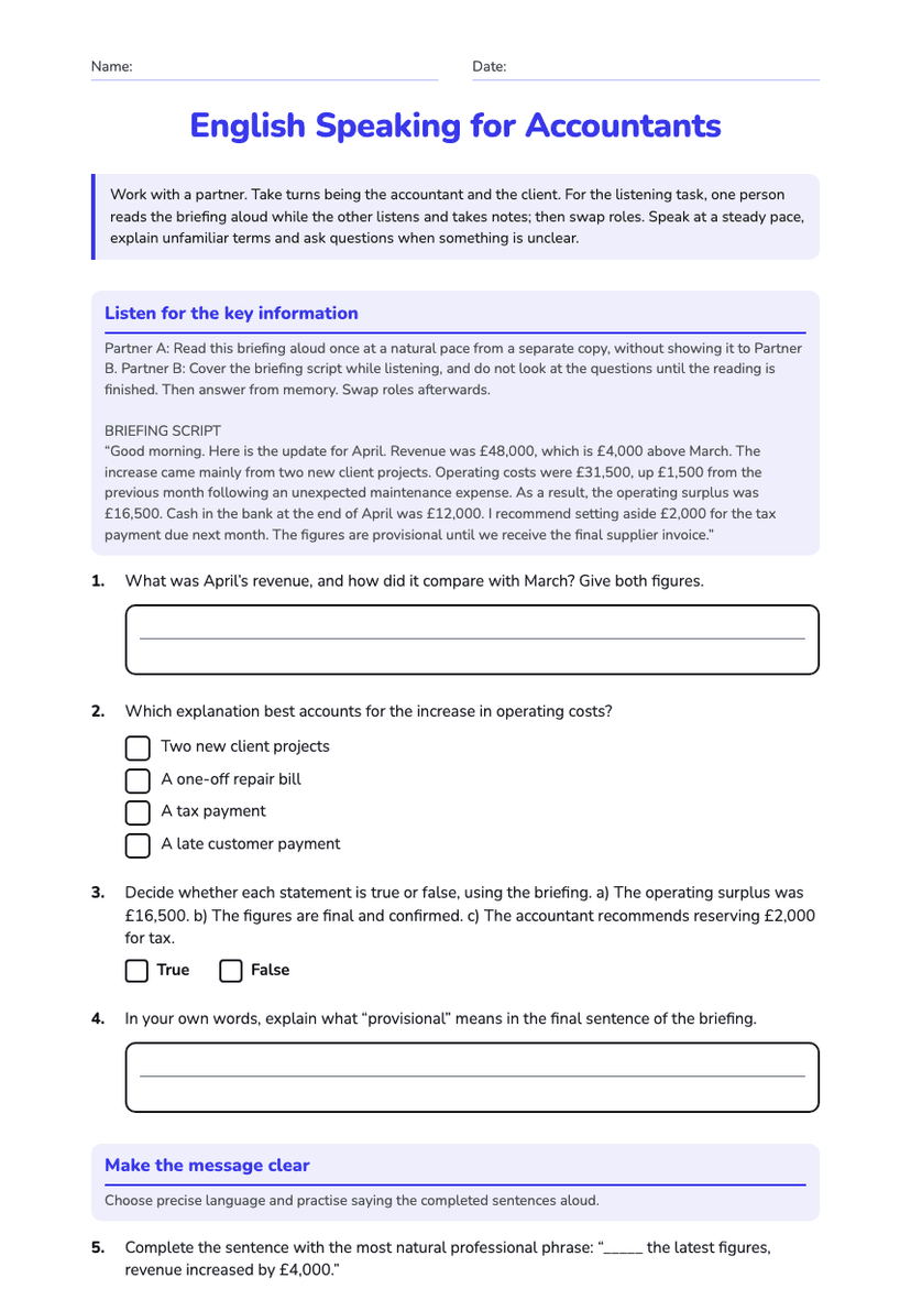 English Speaking for Accountants