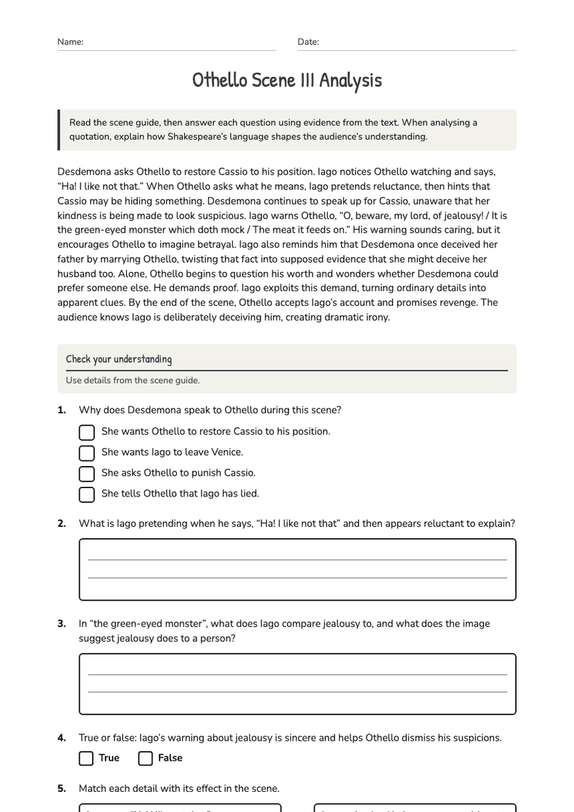 Othello Scene III Analysis