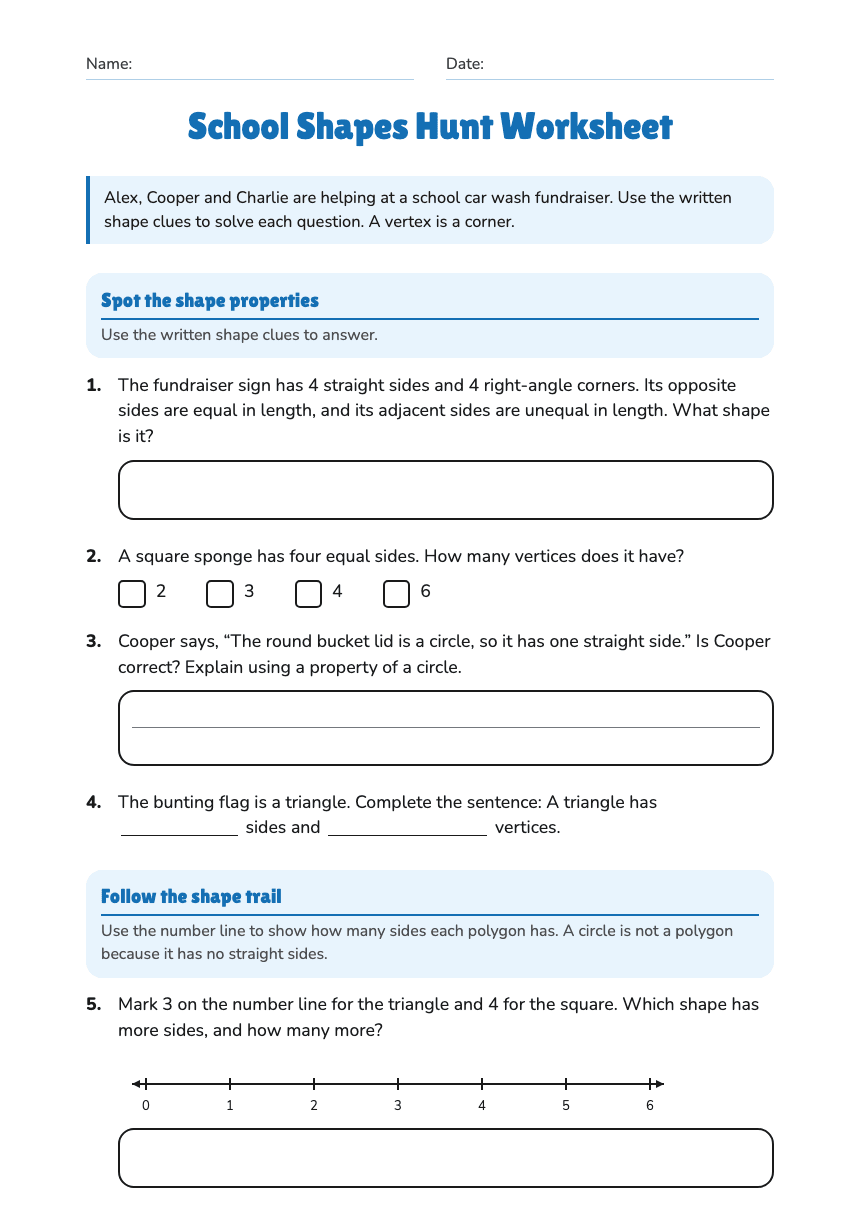 School Shapes Hunt Worksheet worksheet preview