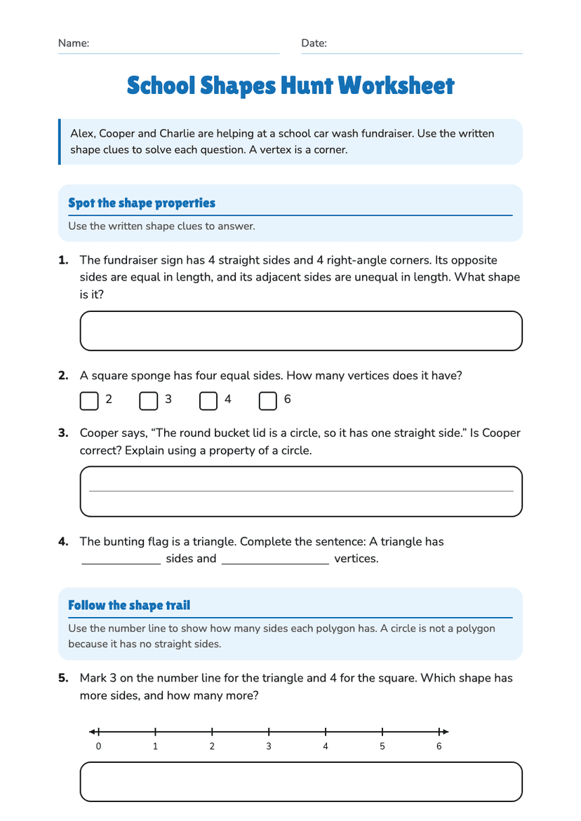 School Shapes Hunt Worksheet
