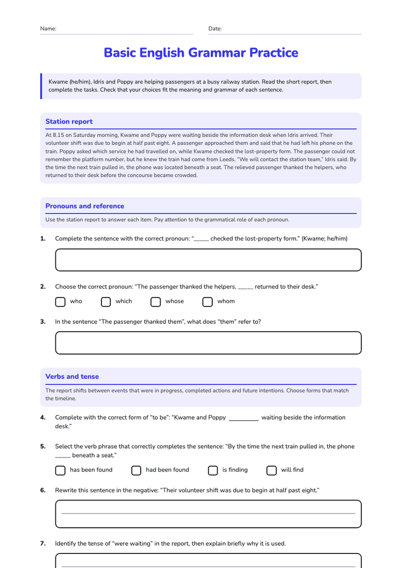Basic English Grammar Practice