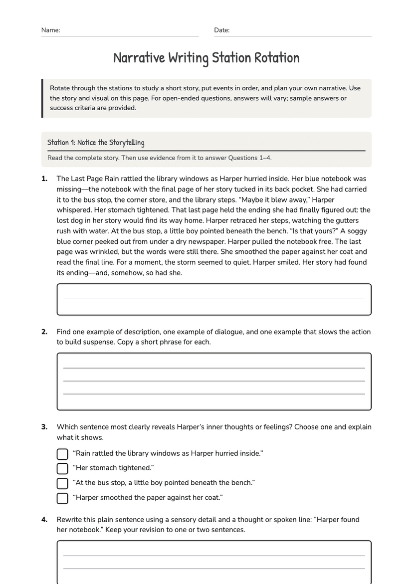 Narrative Writing Station Rotation