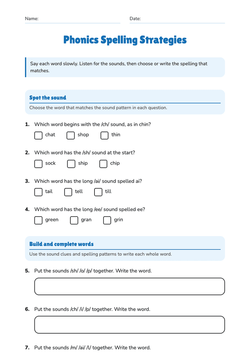 Phonics Spelling Strategies