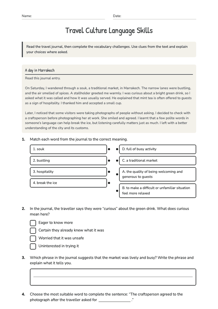 Travel Culture Language Skills