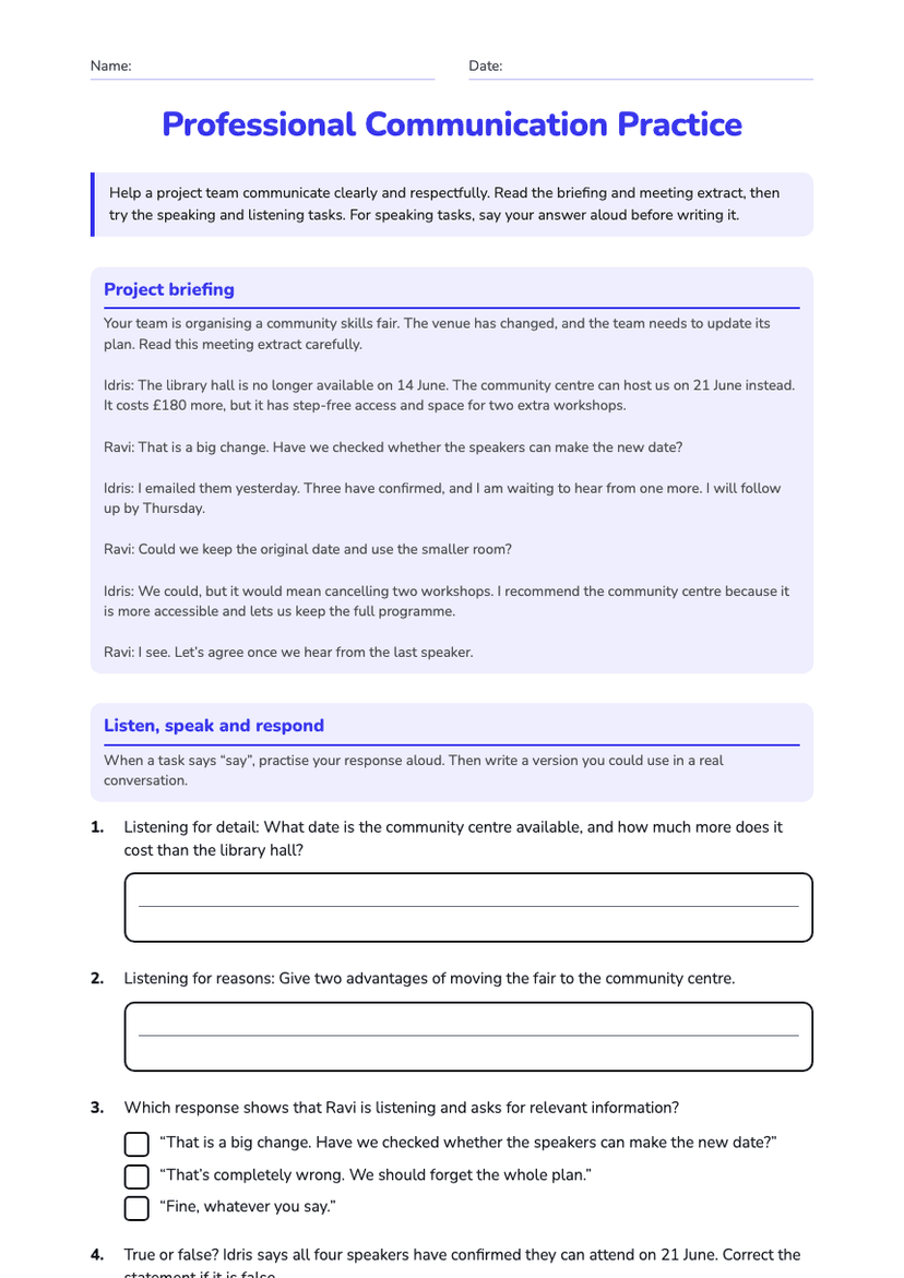 Professional Communication Practice