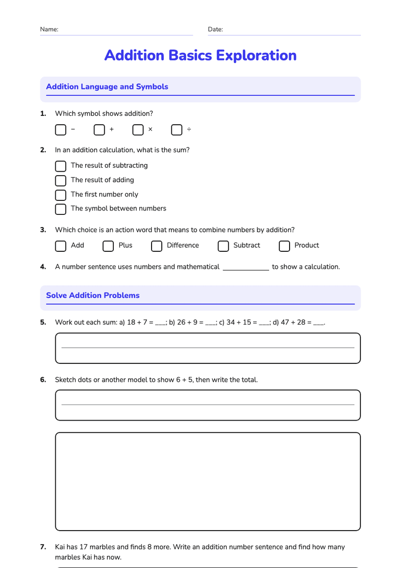 Addition Basics Exploration