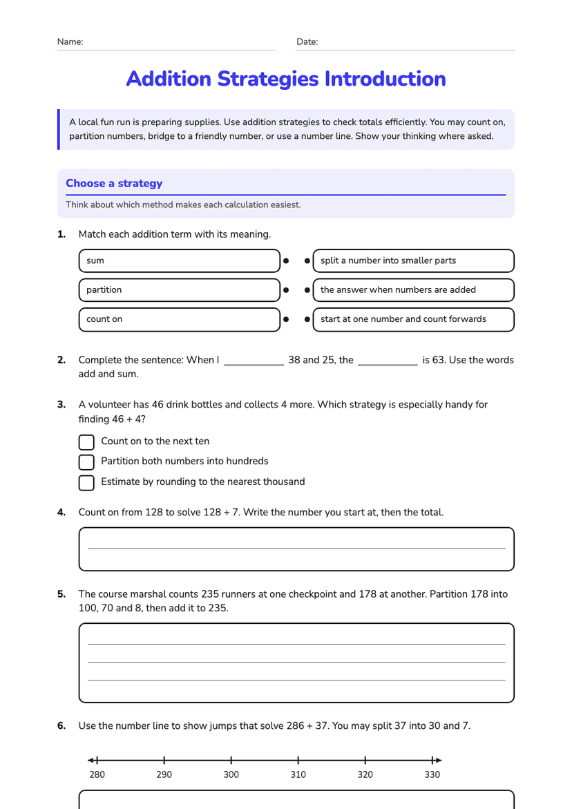 Addition Strategies Introduction
